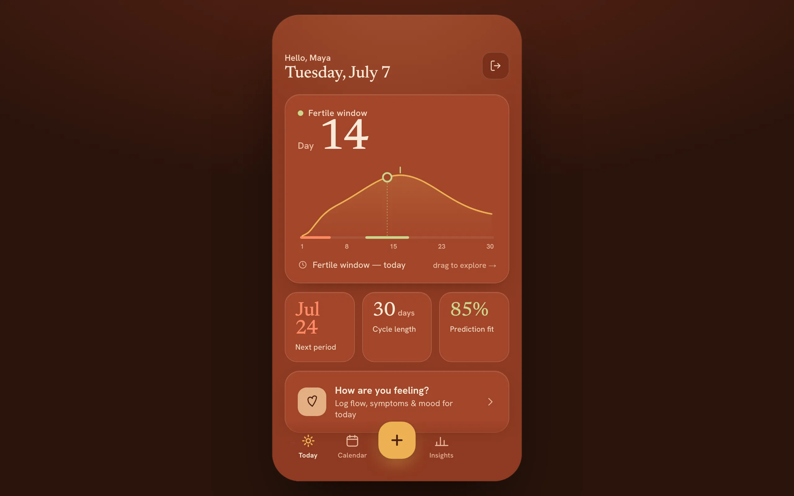EbbAndFlow today screen, sample data